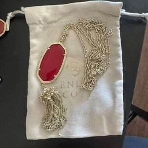 Kendra Scott Gold Necklace with Red Pendant